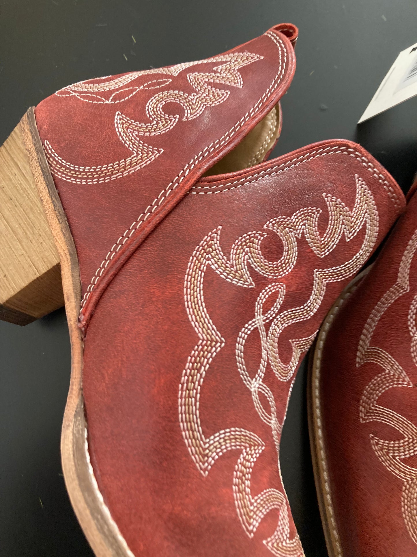 Maisie Western Leather Booties Red