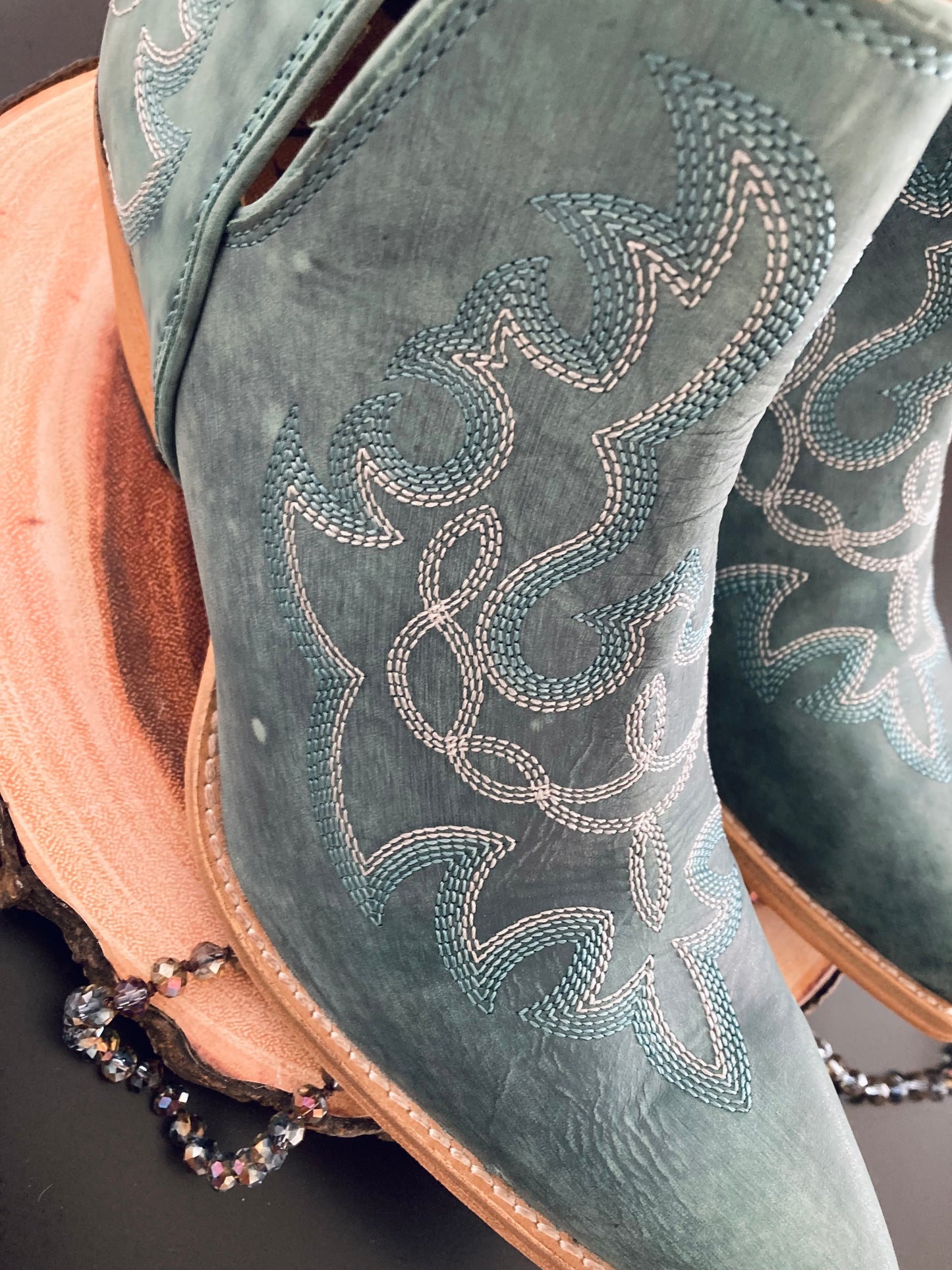 Maisie Western Leather Booties turquoise