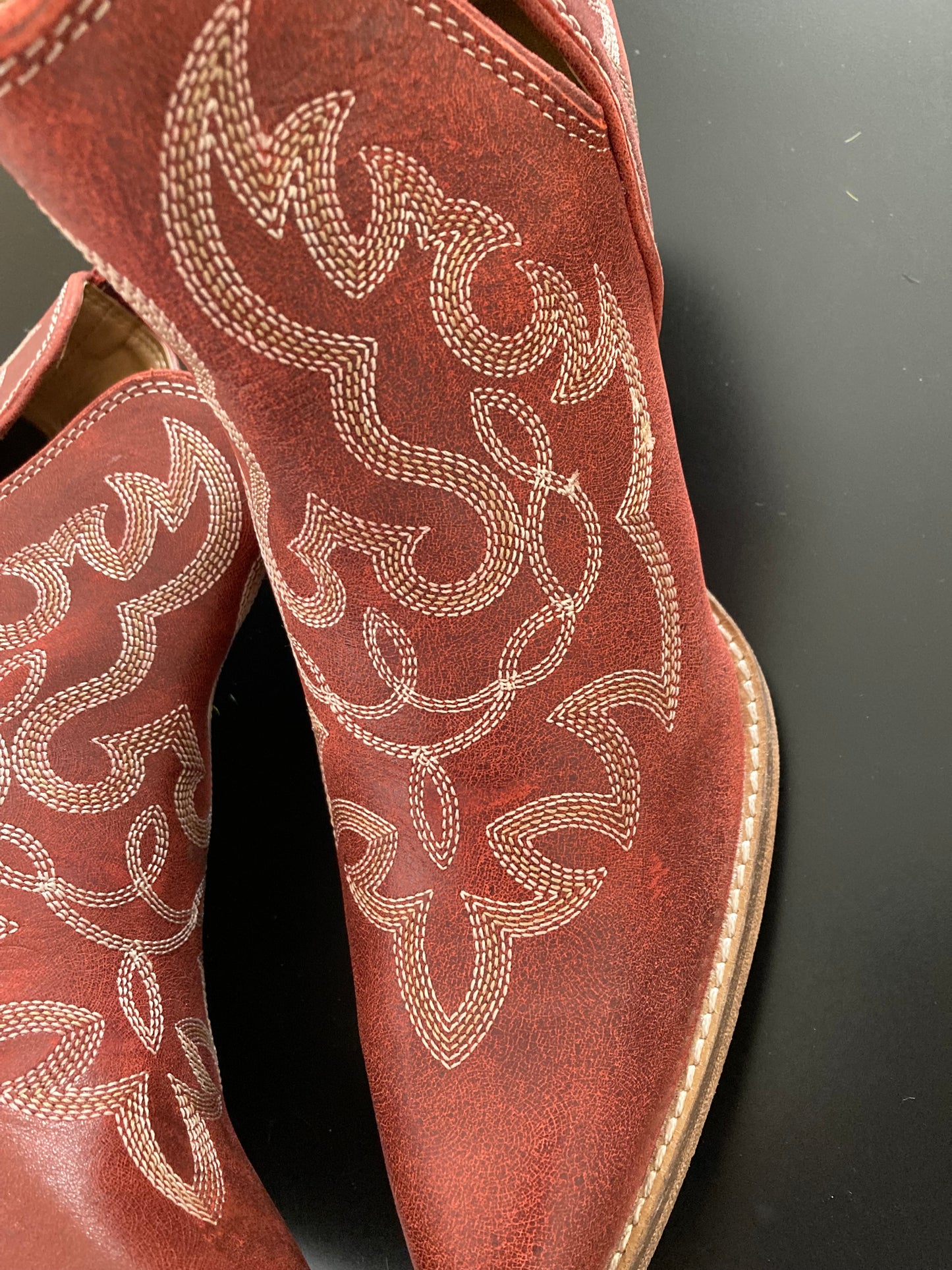 Maisie Western Leather Booties Red