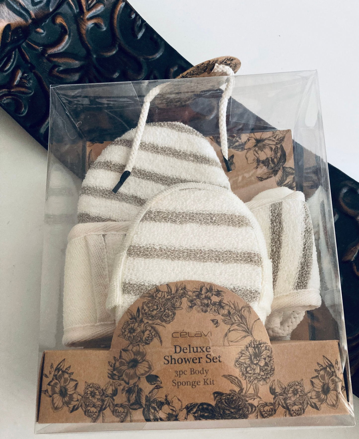 DELUXE SHOWER SET - 3 PC BODY SPONGE KIT