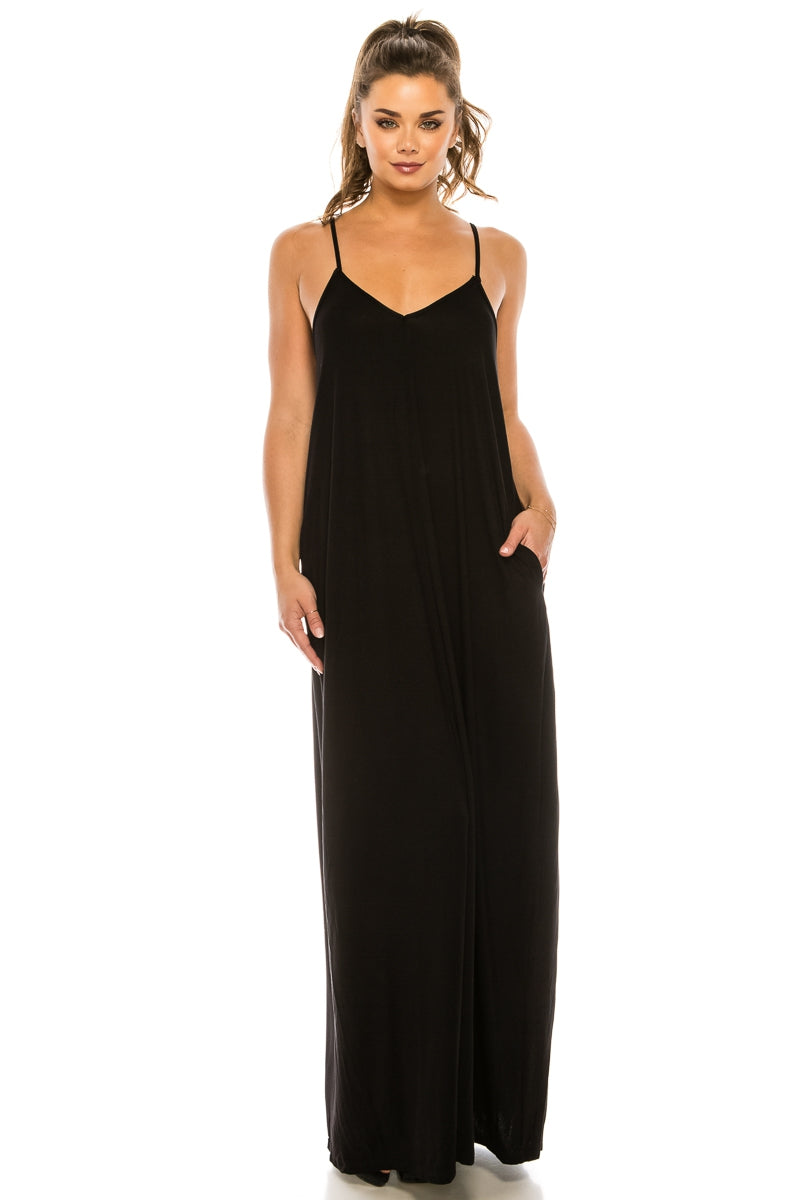 Black Spaghetti strap Maxi