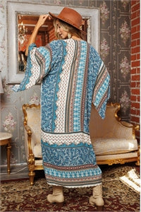 FLORAL PATTERN MAXI CARDIGAN