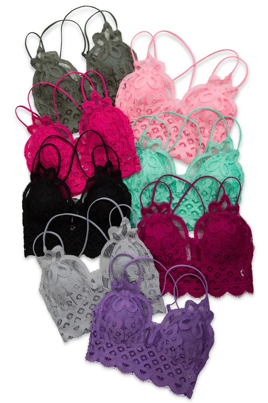 Zenana Plus Lace Crochet Bralettes plus