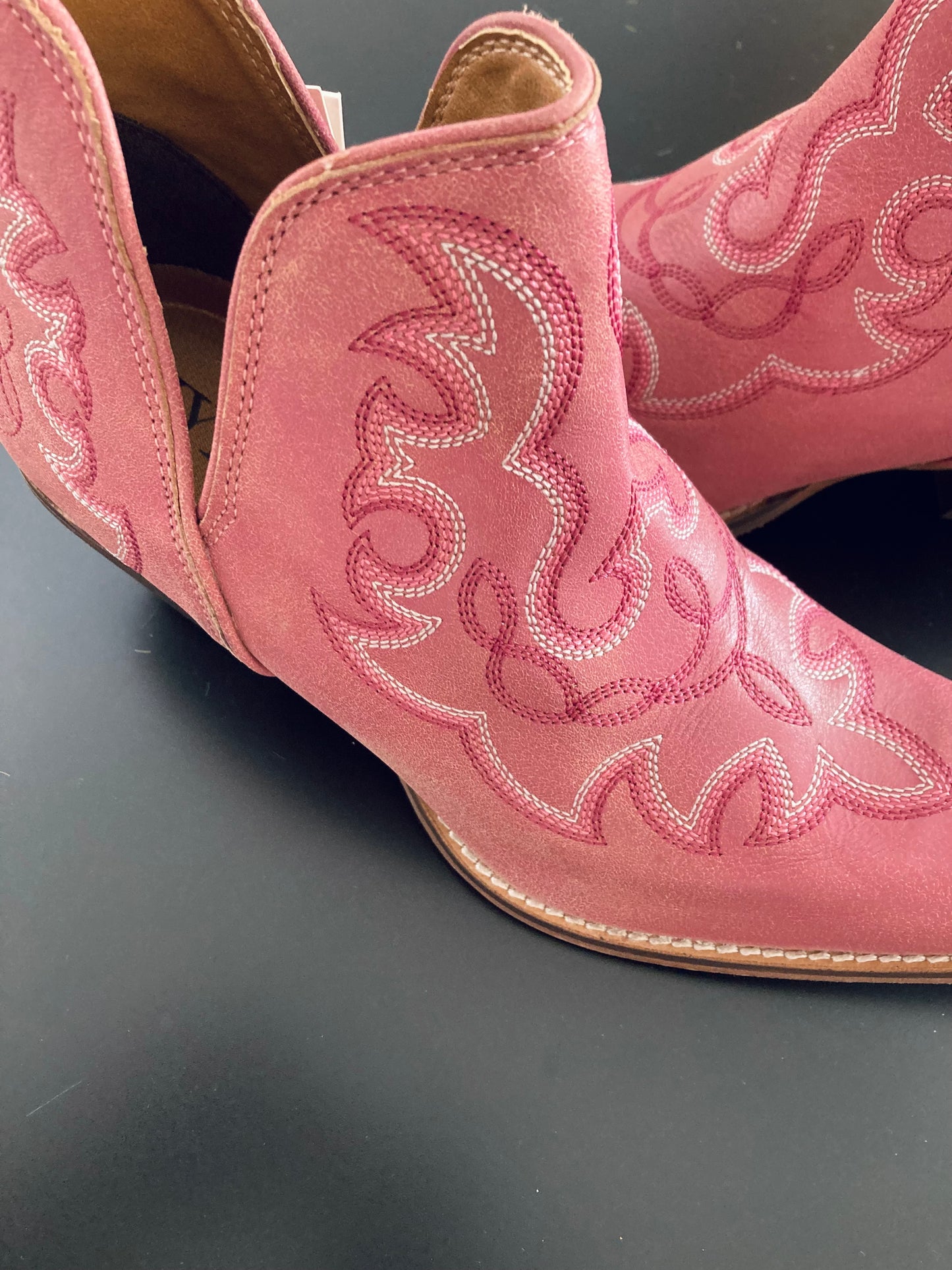 Maisie Western Leather Booties Pink