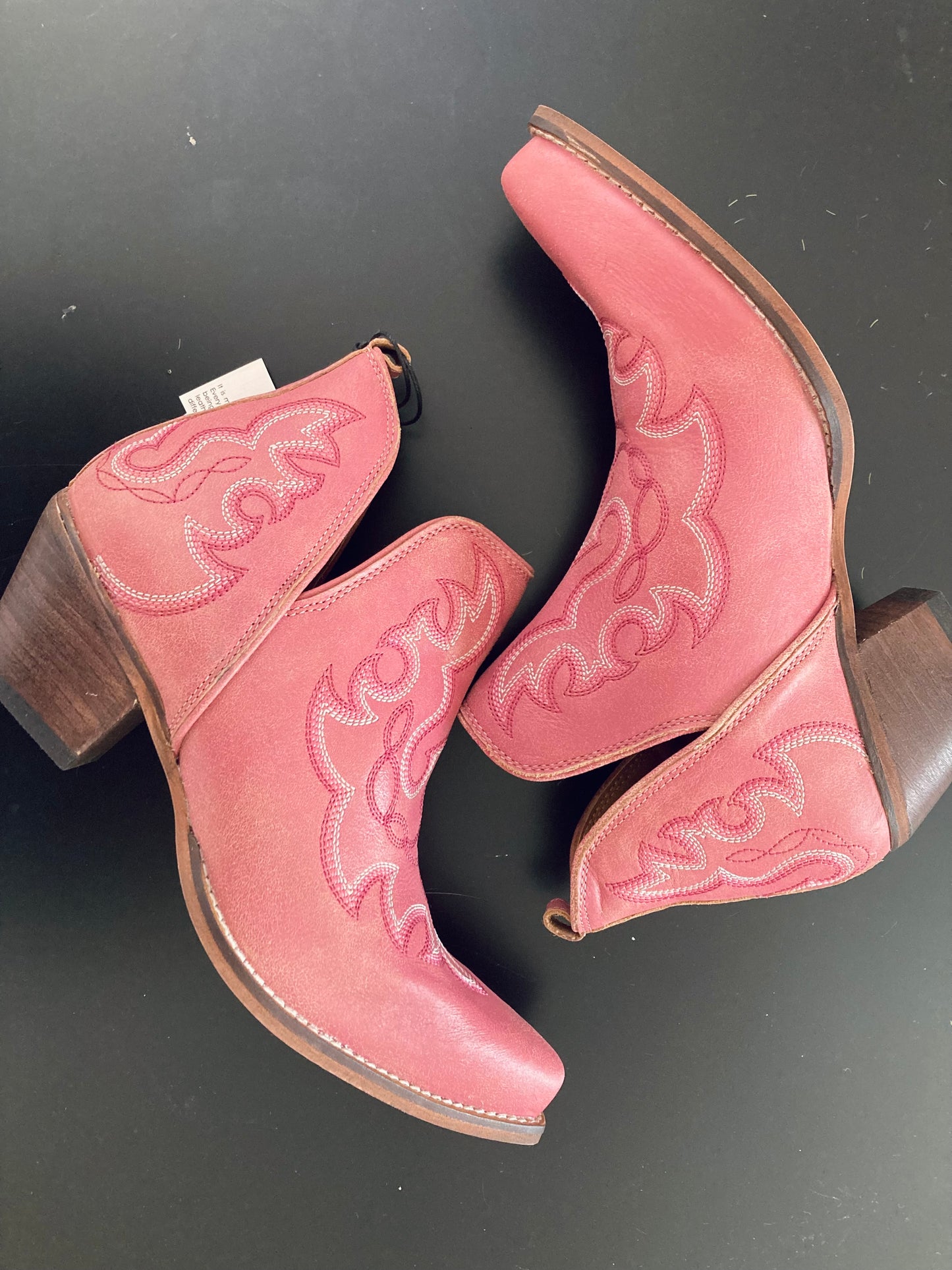 Maisie Western Leather Booties Pink