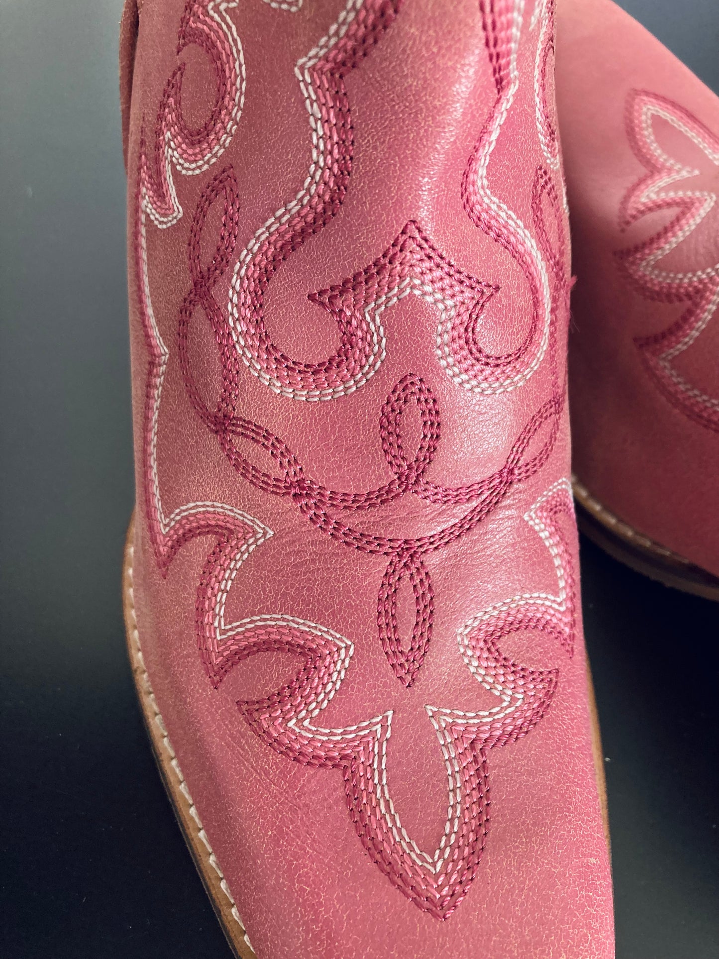 Maisie Western Leather Booties Pink