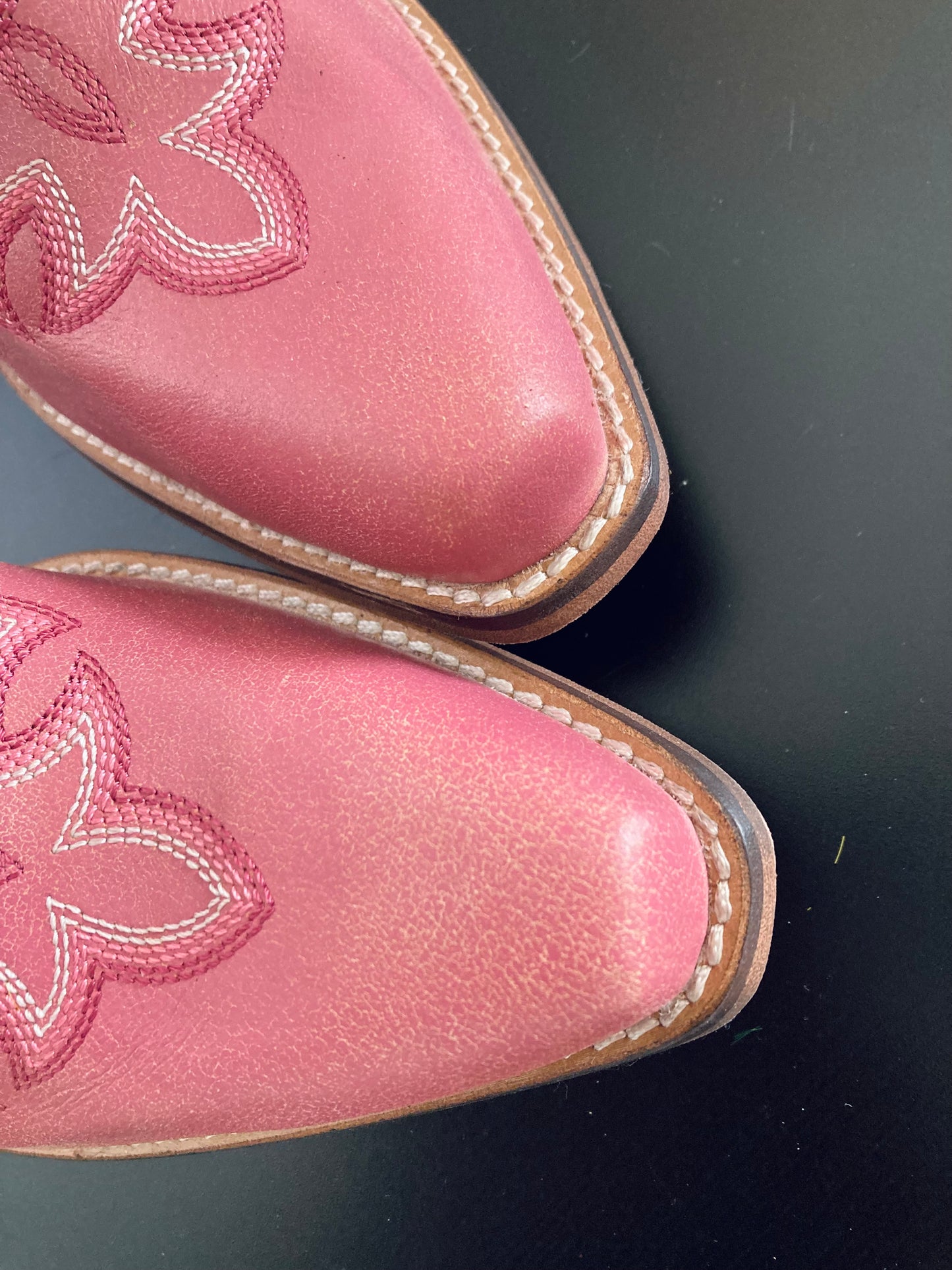 Maisie Western Leather Booties Pink