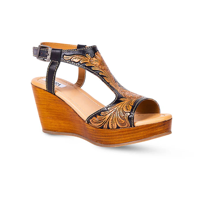 MYRA TALITHA HAND-TOOLED WEDGE SHOE