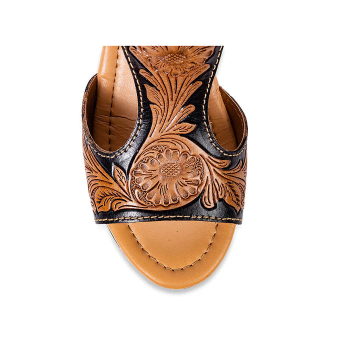 MYRA TALITHA HAND-TOOLED WEDGE SHOE