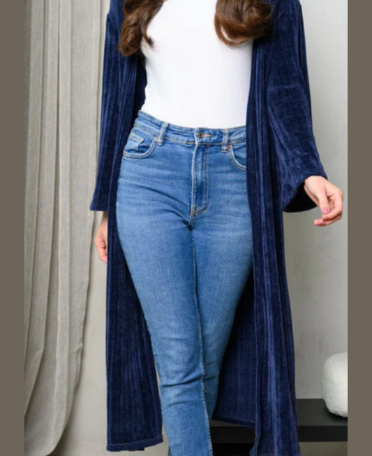 Blue Long Sleeve Chanel Cardigan